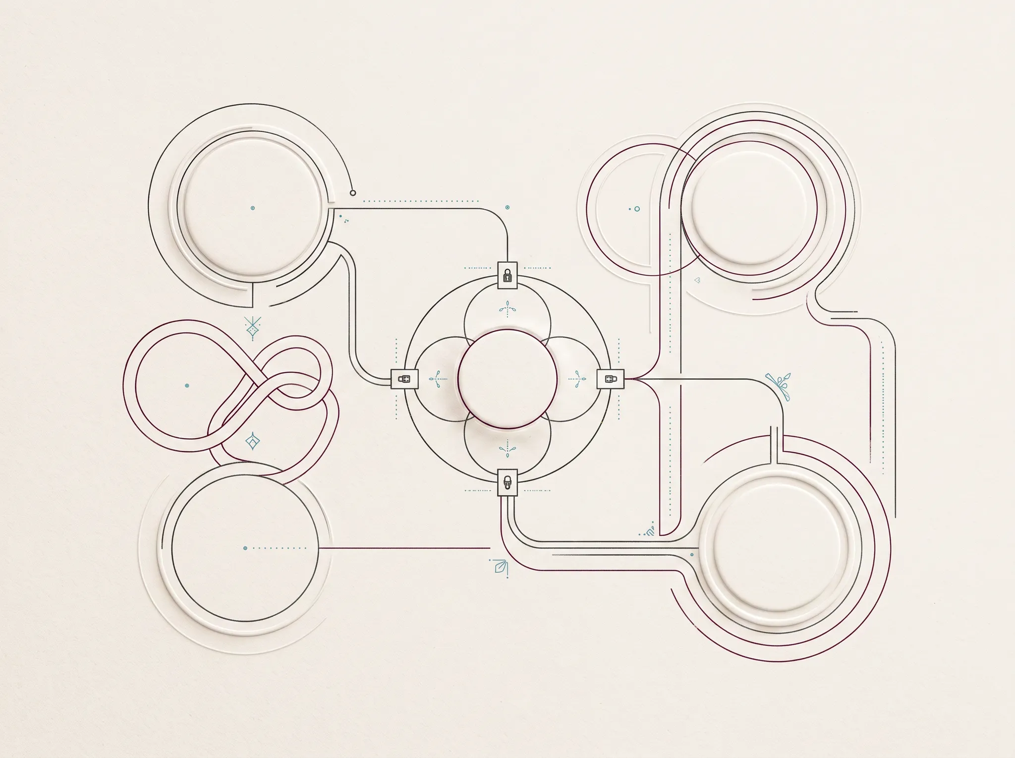 Abstract map of controlled access and knowledge relationships